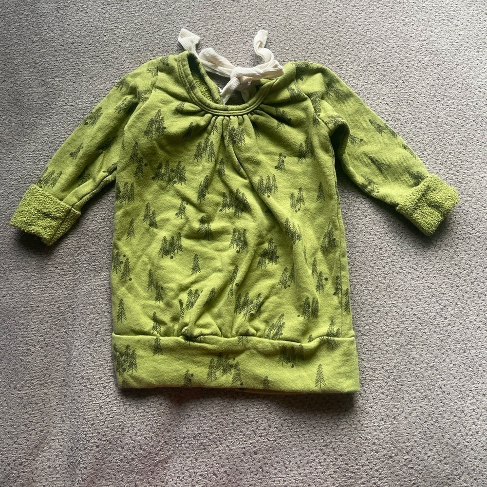 Childhoods Clothing Olive Green‎ Trees sweater dress 12-18 month Made in USA